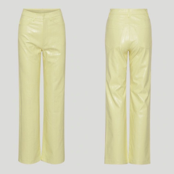 ROTATE Birger Christensen Rotie Pants in Luminary Green / Yellow Size 34 - NWT - Picture 3 of 10